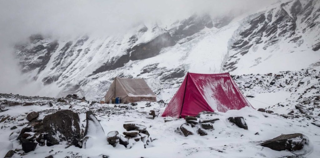 Snow camping enroute Auden's col
