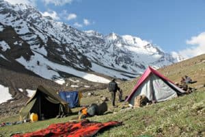 Camping at Lalanti Meadows , enroute Charang La