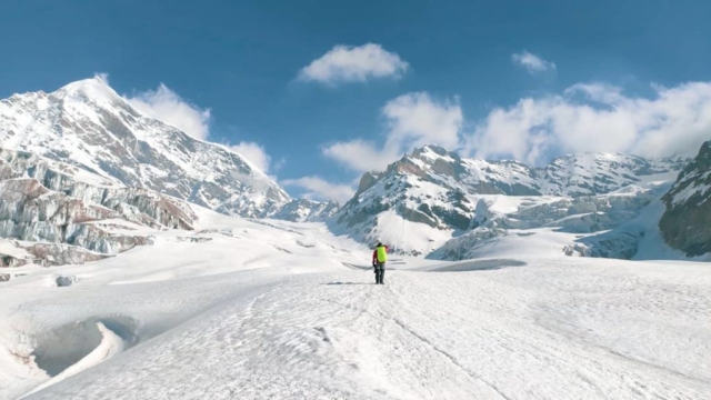 Walking on Khatling glacier