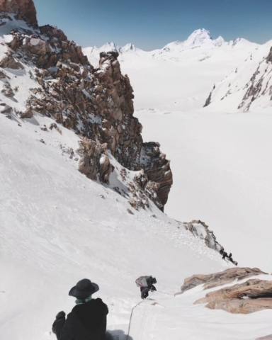 Rappelling down from Auden's Col