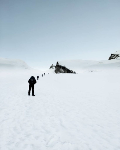 Steep climb to the Auden's Col
