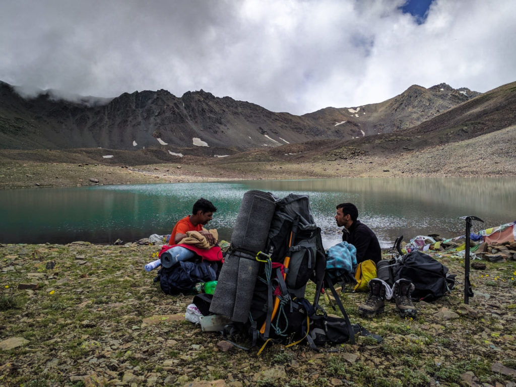 Camping on the shore of Temso Lake of Kinnaur