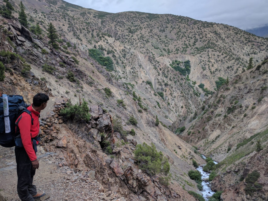 Hiking along Waling Nala stream