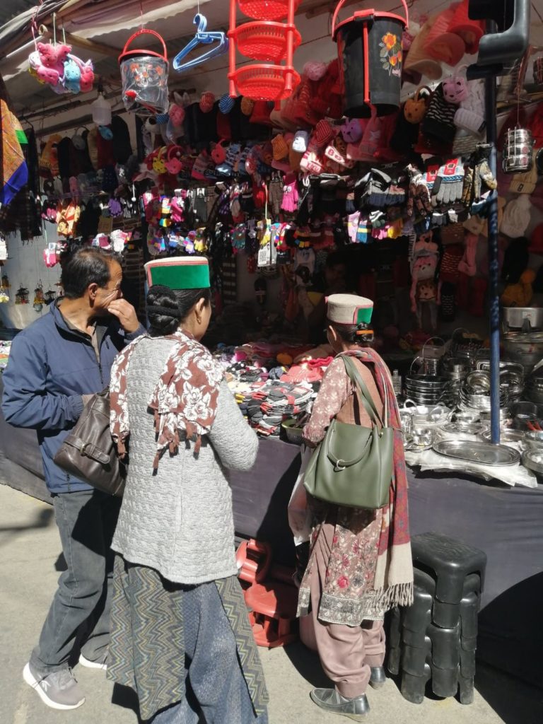 Kinnauri ladies buying stuff in Lavi fair of Reckong Peo