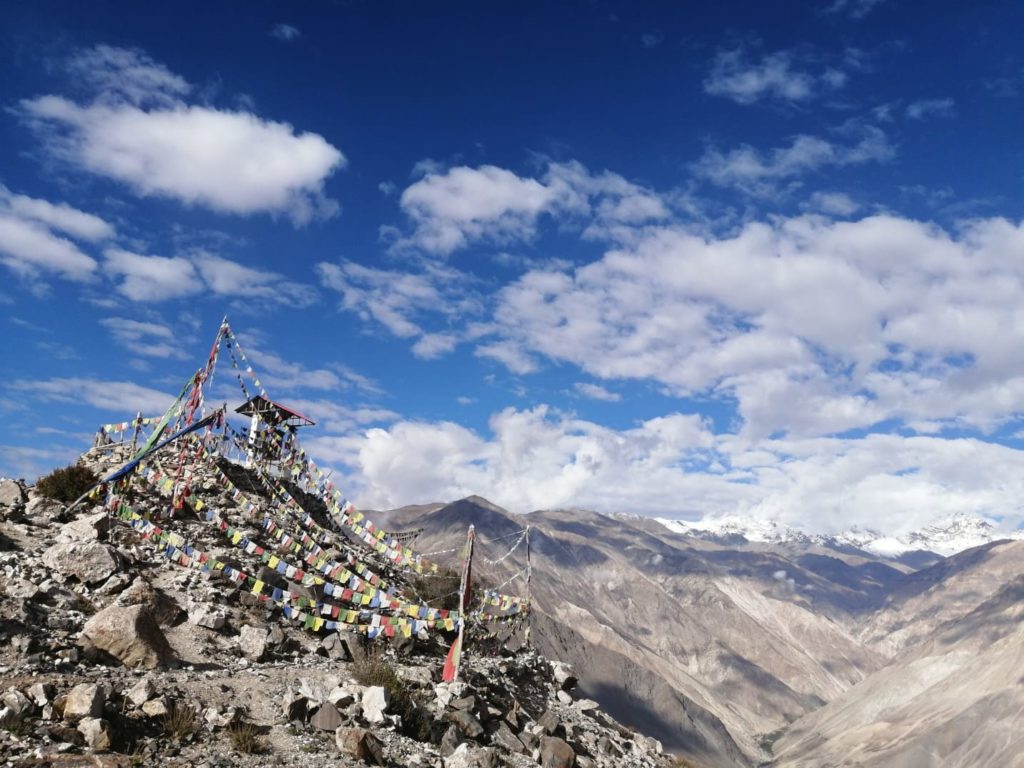 Prayer flags above Nako village