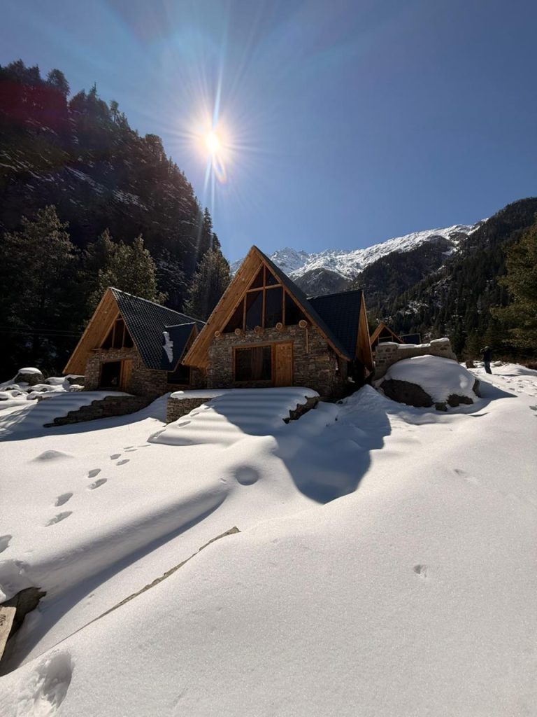 Cabins built at a lovely location above Batseri village