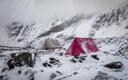 Snow camping enroute Auden's col